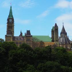 Image of the Canadian Parliament buildings in Ottawa as seen from the side
