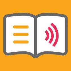 Dolphin EasyReader icon - an open book with red sound waves coming out of it