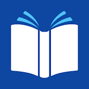 Legere Reader logo - an open white book against a blue background
