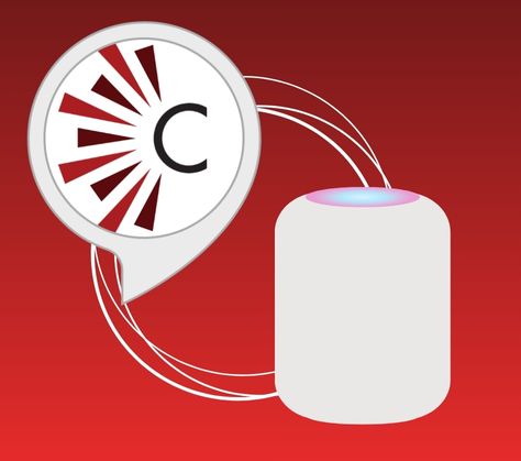 The CELA logo inside a speech bubble next to an Amazon Alexa Smart Speaker on a red gradient background.