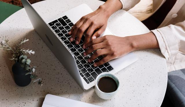 Blogger on computer