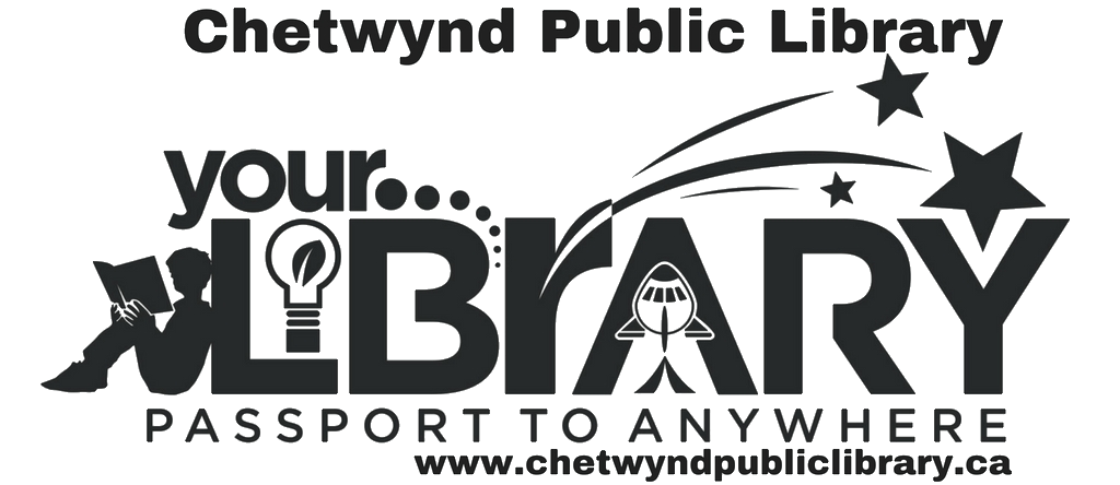 Chetwynd Public Library logo, which includes the text "your library passport to anywhere" and the url for the library's website.