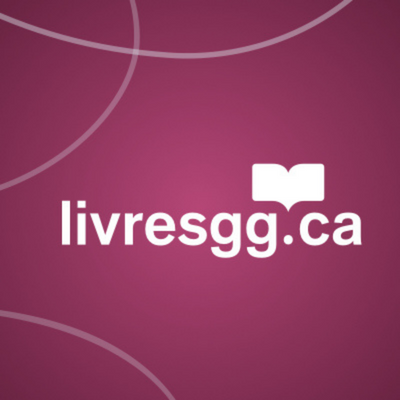 Le texte « livresgg.ca » en blanc sur fond violet