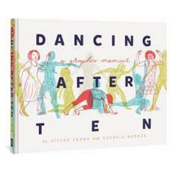 book cover Dancing After Ten. The title of the book is written across line drawings of colourful figures in various dance poses