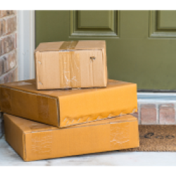 packages in front of a door 