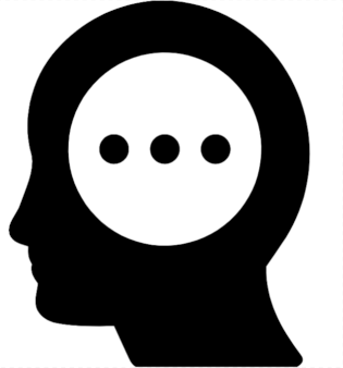 An illustration of a person's head with three ellipsis on top