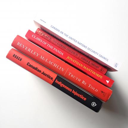 stack of 5 books nominated for the Shaughnessy Cohen Prize shortlist