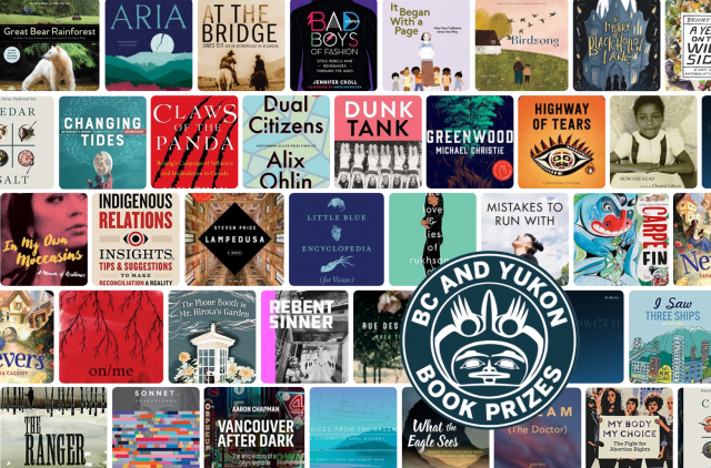 BC Yukon Book Prize logo with book covers of nominees.