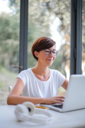 Woman using a laptop