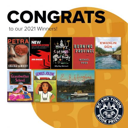 Book covers of winners of the BC & Yukon Book Prizes