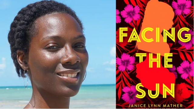 Book cover of Facing the sun and picture of author
