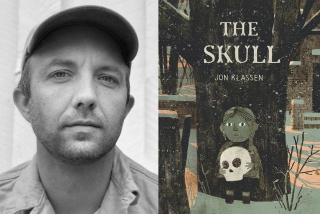 Book cover of The Skull with photograph of author Jon Klassen
