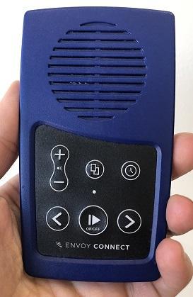 Hand holding an Envoy Connect player.