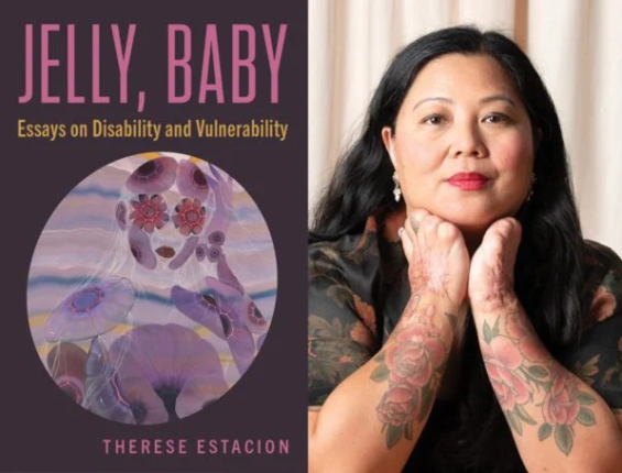 Photograph of author Therese Estacion and book cover of Jelly, Baby