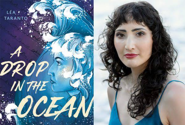 Book covers of the A Drop in the Ocean with photograph of author Léa Taranto